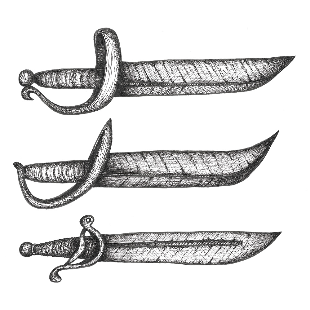 Pirate sword & cutlass drawings Pirates weapons and swords