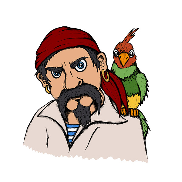 Pirate & Parrot Drawing
