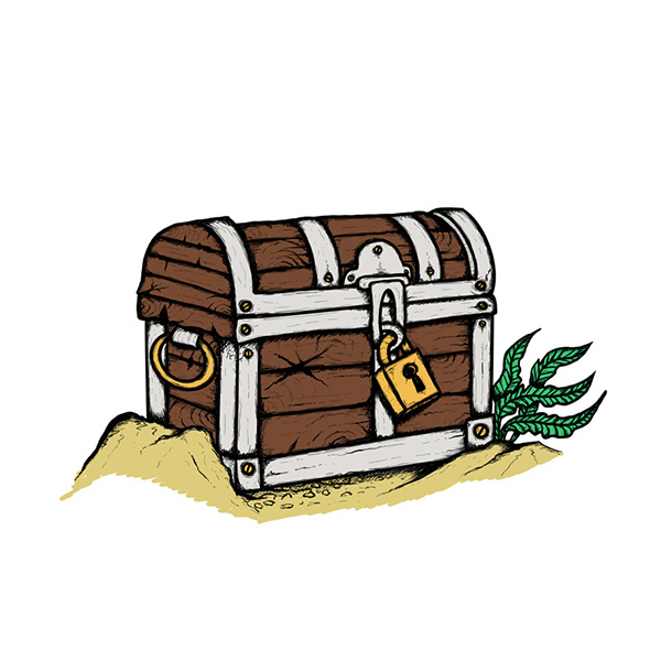 Treasure Chest with Lock Drawing